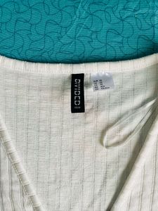 White Ribbed Crop Cardigan