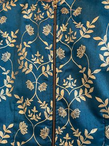 Teal and Gold Floral Print Two-Piece Dress