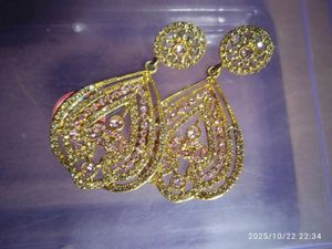 Elegant Gold &amp; Pink Rhinestone Jewelry Set