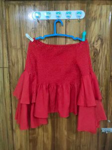 Atraenta Red Off-Shoulder Ruffle Top