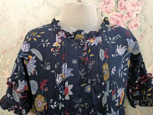 Kids Cotton Frock With Frills,Pintex,and Lace
