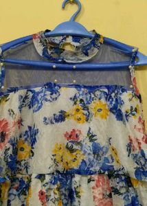 Blue Net Floral Top