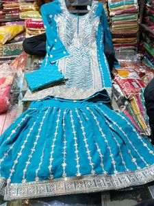 Teal Embroidered Kurta Set