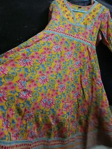 Mustard Green Colour Anarkali Suit Set