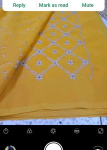 Yellow Floral Embroidered Saree