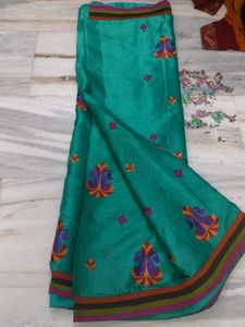 Elegant Green Embroidered Saree