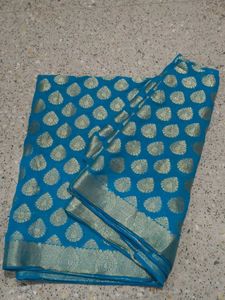 Blue &amp; Gold Patterned Fabric