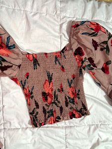 Blush Bloom Puff Sleeve Top