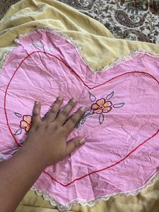 Pink Embroidered Heart Decor
