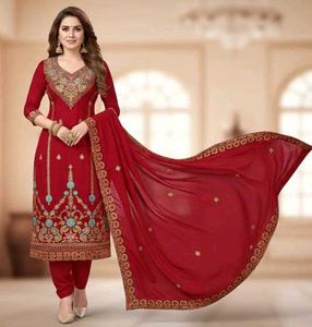 Elegant Red Embroidered Salwar Suit