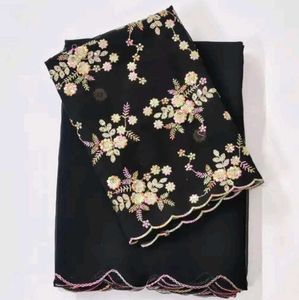 Unused Black Party Wear Saree With Blouse Piece