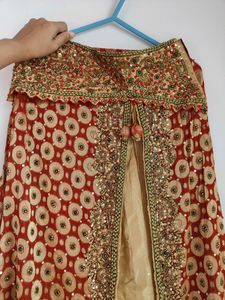 Maroon And Cream Lehenga Set (Women)