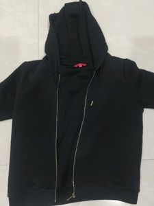Black Hoodie With Golden Zip