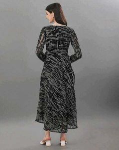 Black &amp; White Patterned Maxi Dress