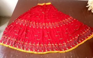 Red & Yellow Embroidered Skirt