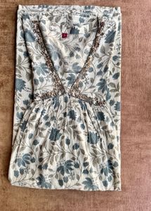 Floral Print Dress with Mulmul Dupatta