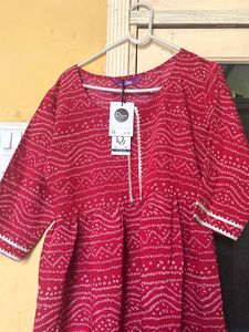 Red Bandhani Print Dress