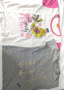 2 Cotton T-shirts Pink And Grey Colour