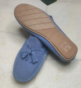ZARA Blue Sude Leather Loafers