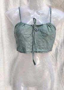 162610. Cute Green Lace Crop Top