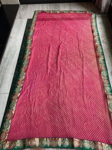 Pink Leheriya Dupatta with Embellished Border