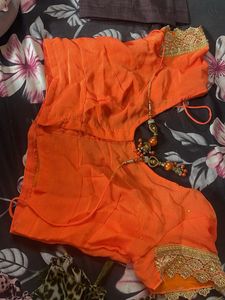 Orange Embroidered Saree