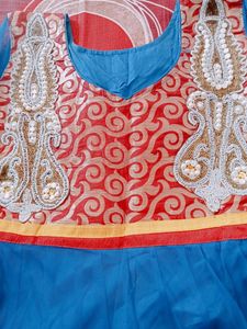 Blue Colour Net Kurti