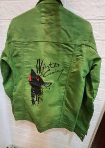 Green Denim Jacket With High Quality