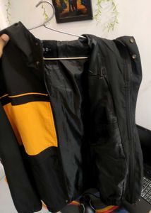 Unisex Black &amp; Yellow Polyester Bomber Jacket