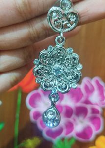 Diwali Sale🪔🪔 BEAUTIFUL SILVER and STONE Pendant and Earring Set📿