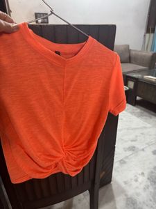 Front Wrap Detail Top Beautiful Coral Color
