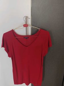 Hot Red V-Neck Office Top