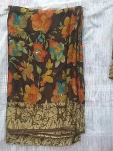 Vibrant Floral Saree with Embellished Border