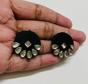 4 Pair Of Handmade Fabric Studs And 2 Fabri Rings