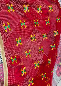 Red Fulkari Multicolour Dupatta