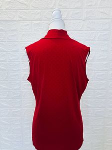 Red knit stretch Tie Sleeves Top Shirt