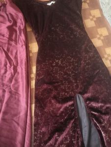 Elegant Velvet Slit Dress