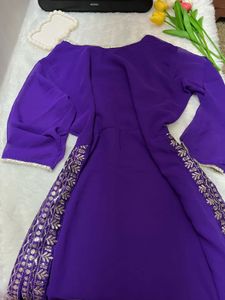 Purple Sequins Embroidered Kurta Set
