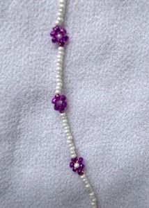 Flower Beaded Choker With Bracelet