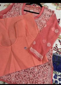 Pinkish Peach Embroidered Kurta Set