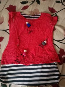 Red & Striped Girls' Top