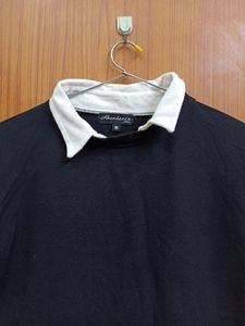 Color Attached T-Shirt // Cotton Blend Black Long Sleeves