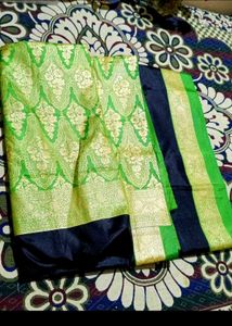 Green & Black Sari.  Buy 2 Get 1 Free