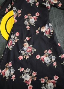 Navy Blue Floral A Line Top
