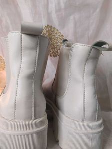 White Platform Chelsea Boots