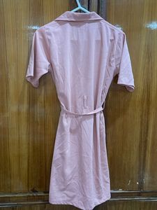 A Subtle Peach Color Collared T Shirt Dress