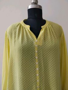plus size Yellow Button-Down Top