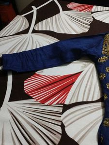 Embroidered Blue &amp; Gold Kurti