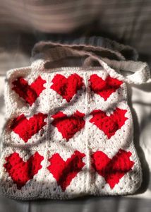 Crochet Heart Tote Bag