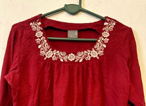 Embroidered Maroon Top (item 21)